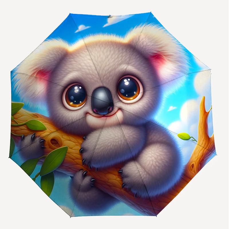 1PC Koala Tree Automatic Open/Close Umbrella with Windproof, 8-Rib Sturdy Canopy, Durable Ribs, Fashionable Design1363A