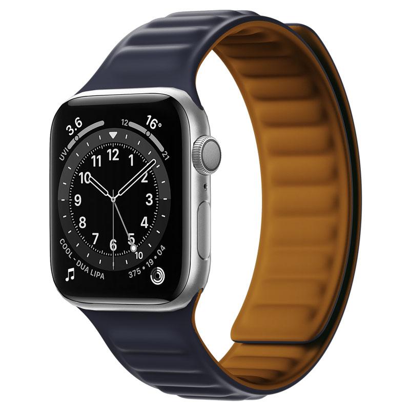Silicone Link strap for Apple watch band 44mm 40mm 45mm 41mm 46mm 49mm Magnetic Loop bracelet iwatch series SE 7 8 9 ultra 2 10
