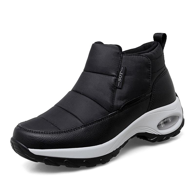 

Хлопковые ботинки среднего размера, хлопковые ботинки, повседневные ботинки среднего размера 2025 года, женские зимние ботинки с набивкой и утолщенной шерстью 35 чёрный