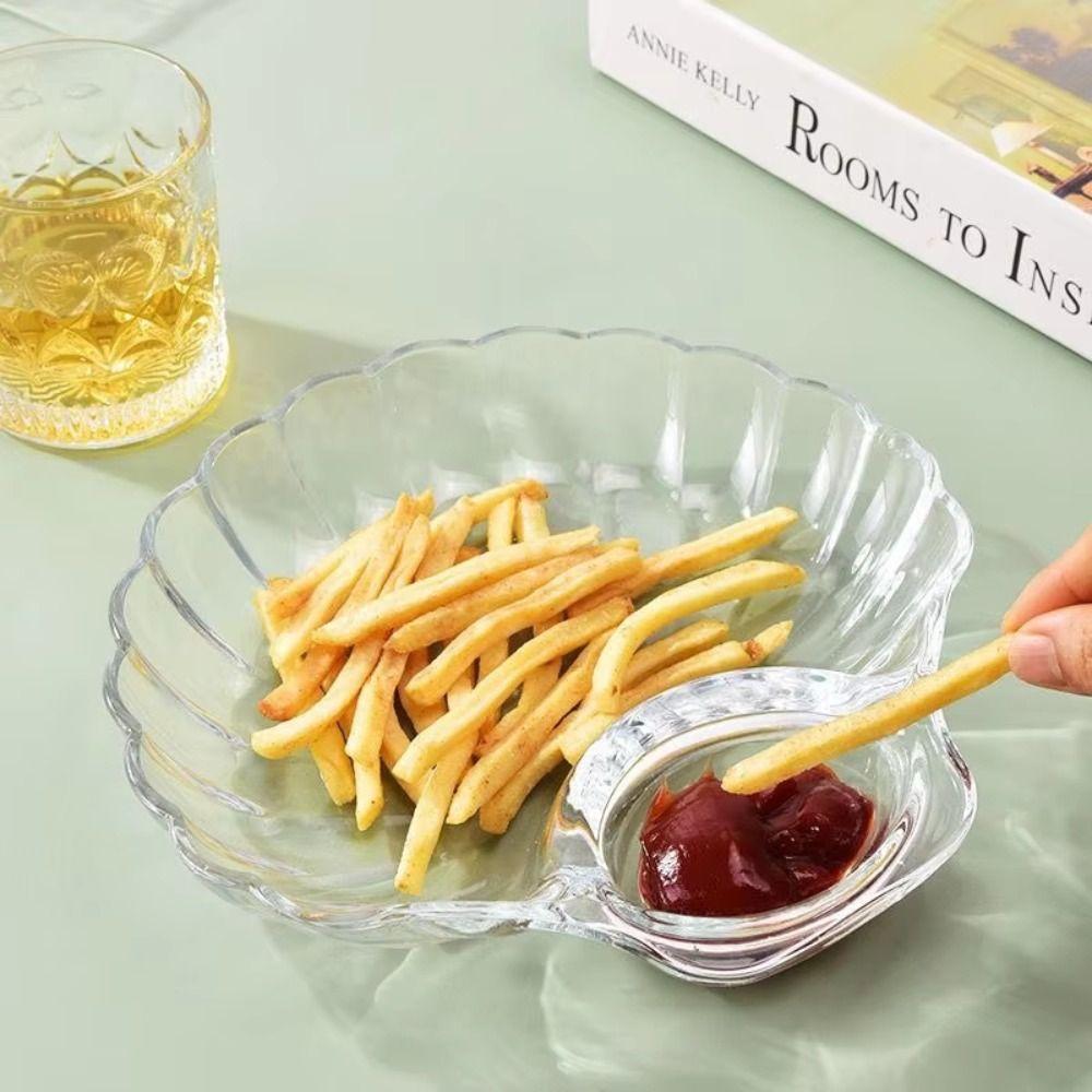 Fashion Transparent Shell Dish with Vinegar Discs Creative Dumpling Plate Fruit Plate