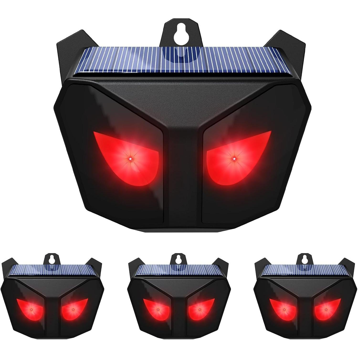 Ultrasonic Animal Repellent Outdoor,Solar Power Cat Rodent Raccoon Repeller,Rabbit Snake Control Device with Motion Sensor and FIashing Light 4-Pack