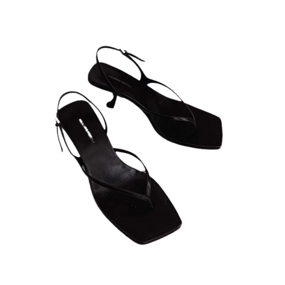 French high heels women's stiletto summer fashion pinch sandals women's 2025 new back strap herringbone cool slippers