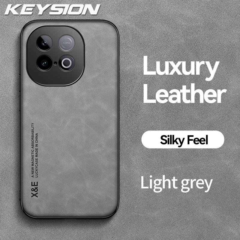 KEYSION Luxury Retro Case for IQOO Z10 Turbo 5G Soft Silicone+PC PU Leather Shockproof Phone Back Cover for IQOO Z10 Turbo Pro