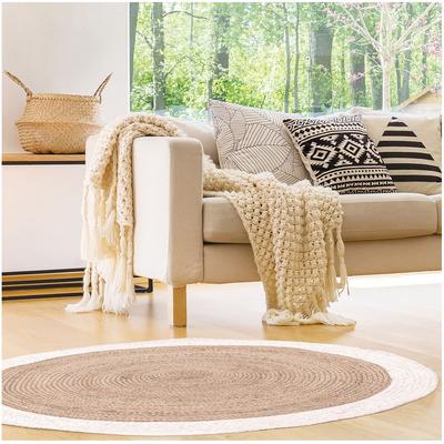 [R2494] - Juteteppich 'Boho' beige weiß - 120 cm