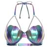 S-XXL Women‘s Glitter Mermaid Bikini Top: Halter Neck with Pearl Chains, Shell Shape & Light Padding for Beach Party