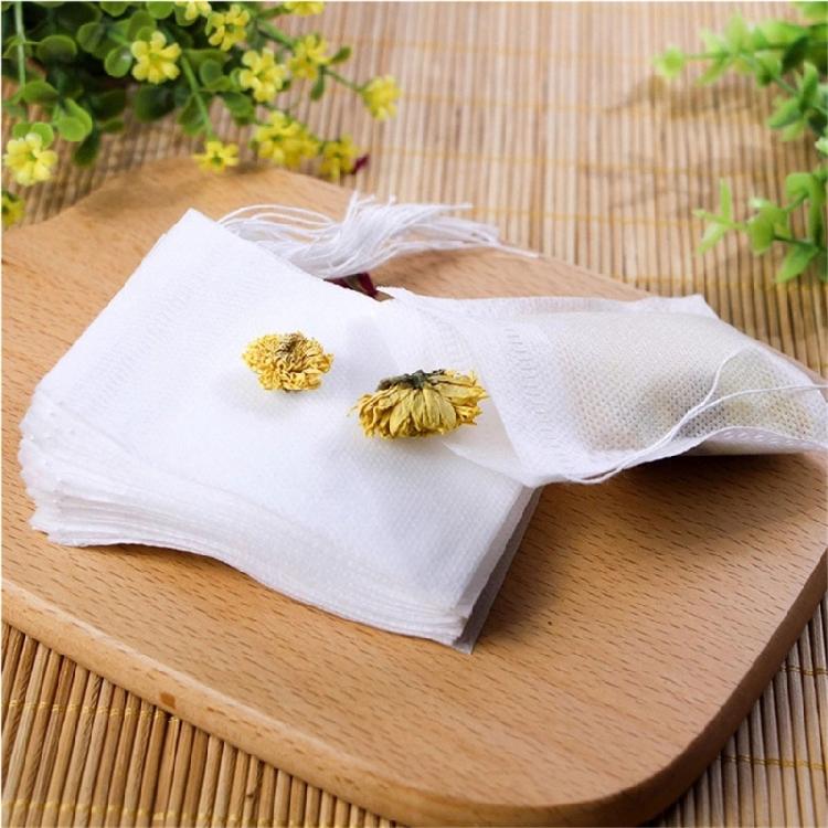 Pack of 100 Drawstring Empty Tea Bags for Loose Tea, Herbs, and Coffee