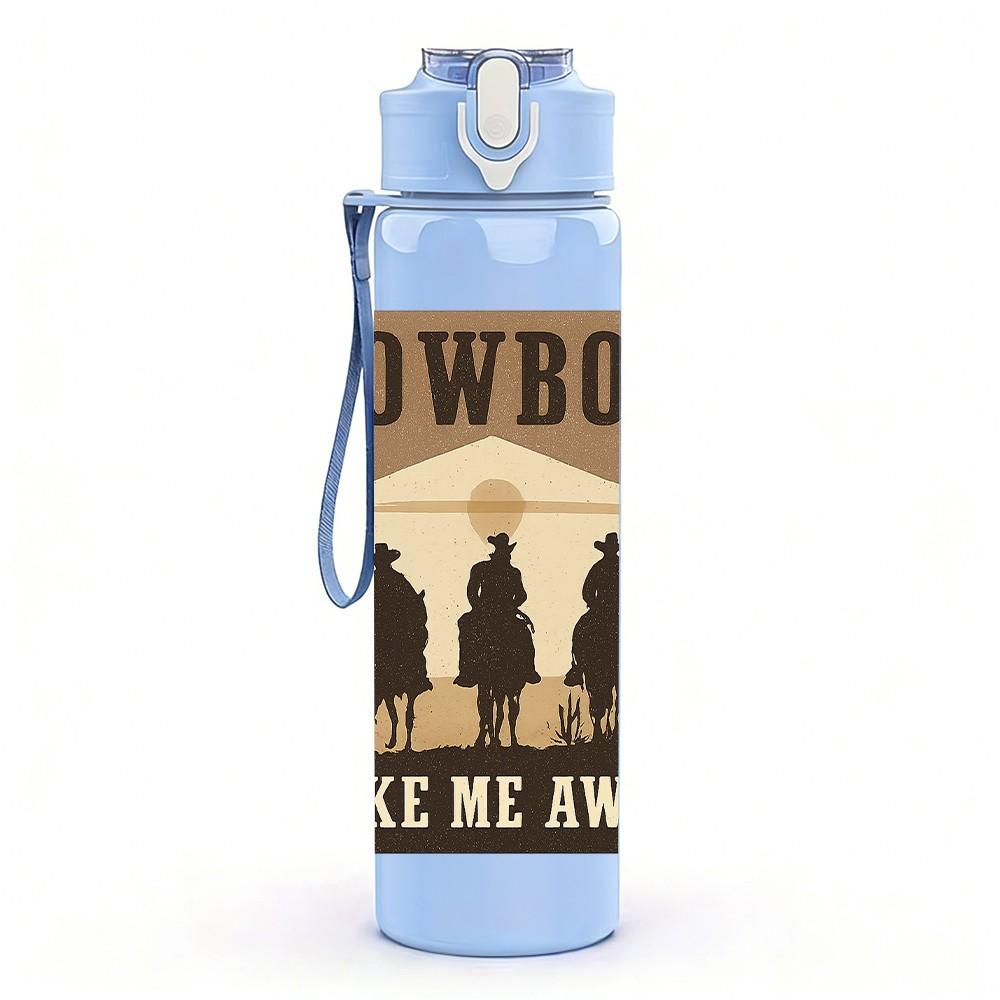 1PC Cowboy Take Me Away Silhouette 750ml Color Plastic Sports Water Bottle Leakproof Flip Straw Lid Suitable for Sports Office Home Use