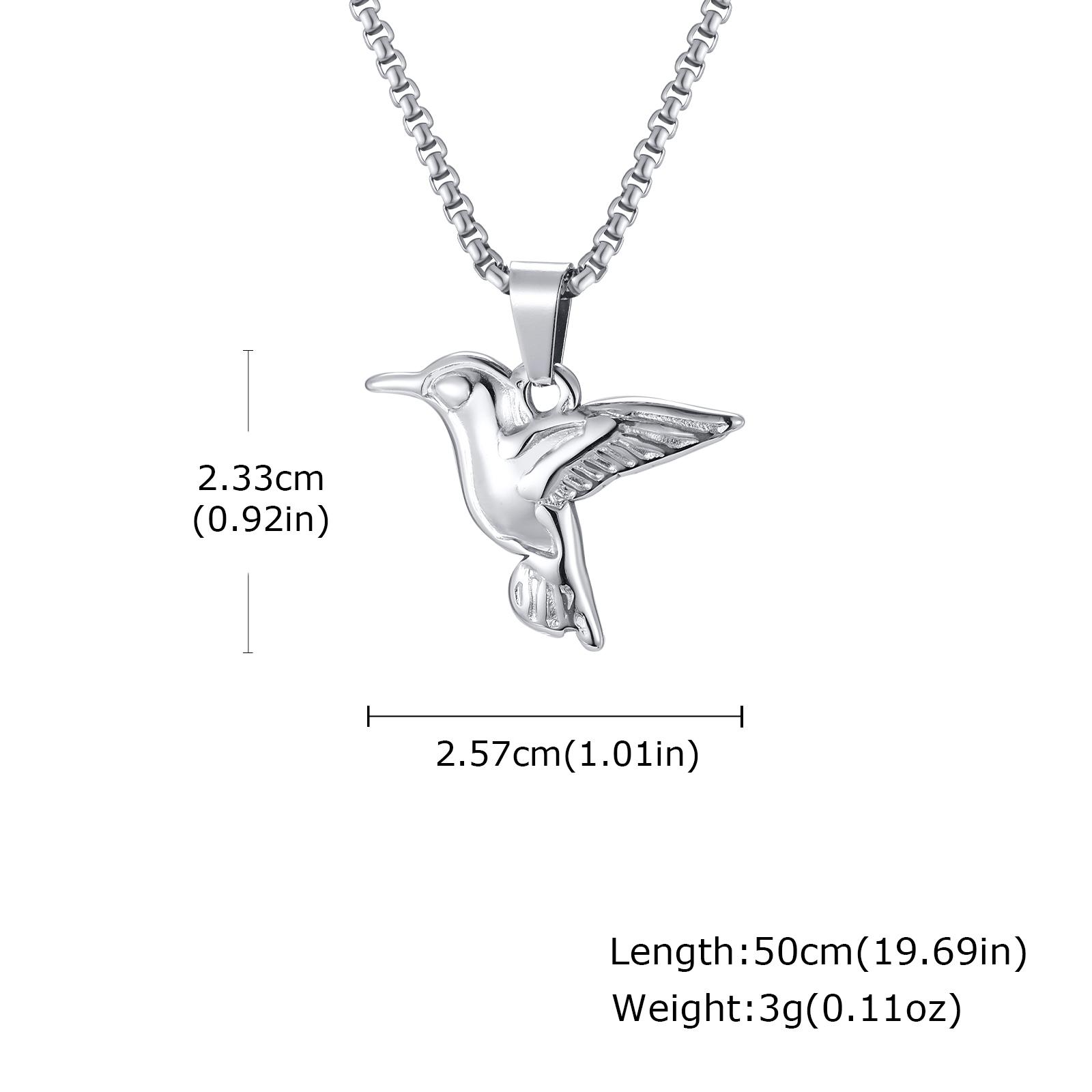 

Fashion Hummingbird Bird Animal Pendant Necklaces Stainless Steel Silver Color Collar Necklace for Men Women Jewelry Gift 46cm