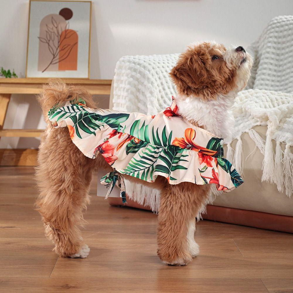 

Hawaiian Style Pet Beach Shawl Skirt Sun Protection Cat Cape Dress Dog Vacation Skirt Pet Clothes L-Style 3