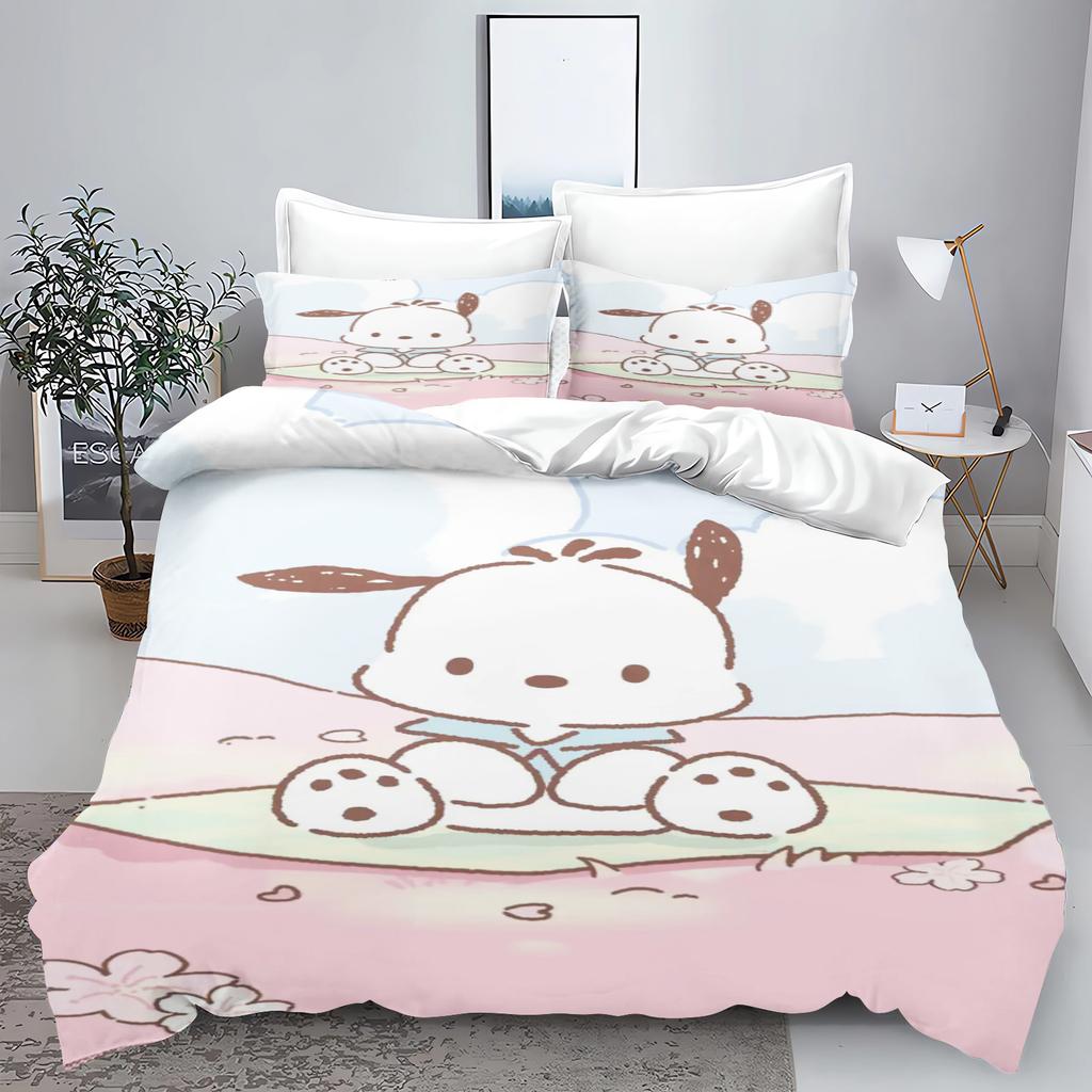 Cute Pochacco Dog Bedding Sets Comforter Cover Bed Cover Duvet Cover Pillow Case 2-3 Pieces Sets Kids Adult Bedroom Decor