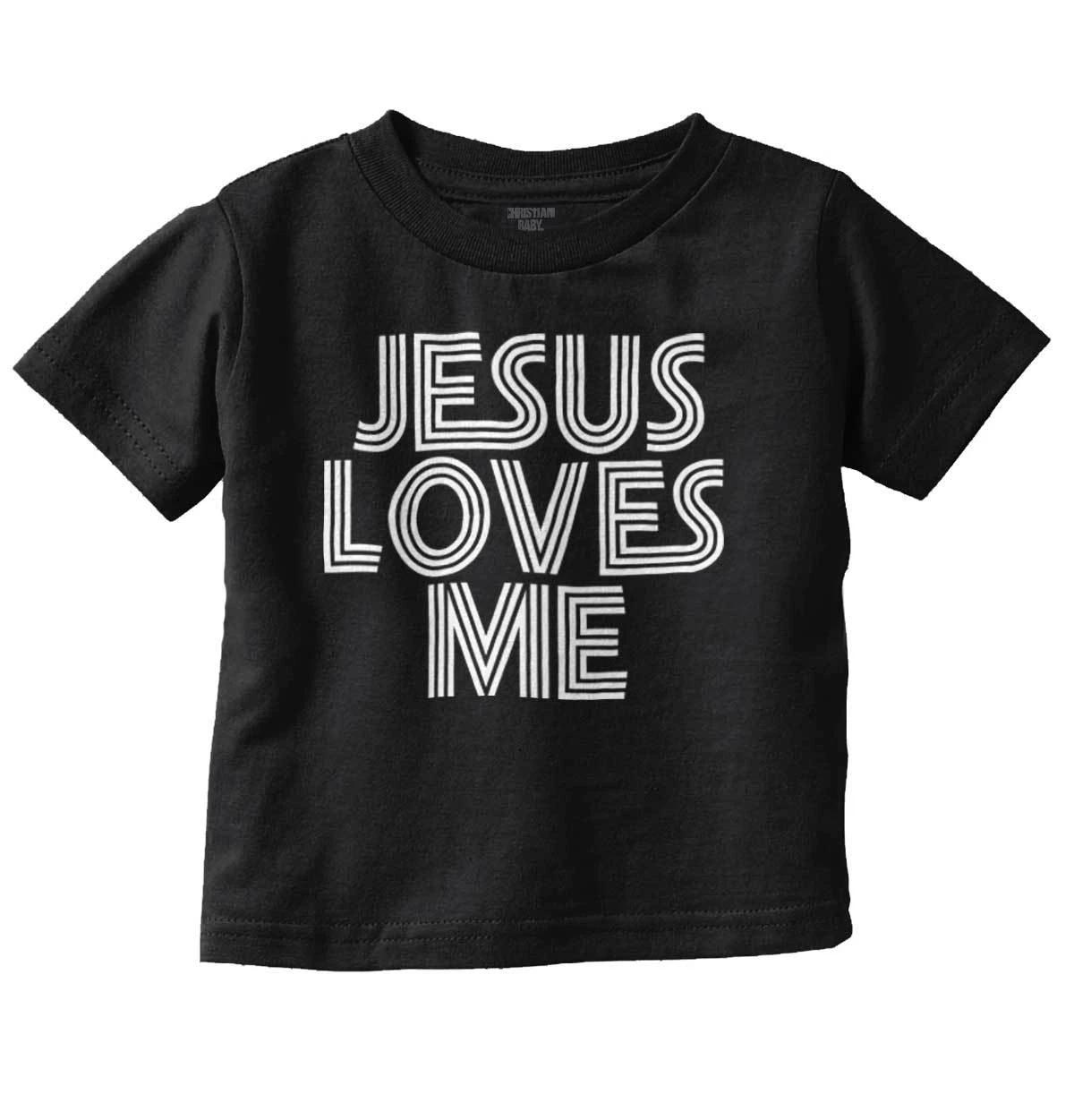 Retro Christian Religious Jesus Loves Me Toddler Boy Girl Youth T Shirt Tee S