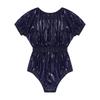 Adaptive Swimwear for Men M-3XL Waterproof Bodysuit Button Crotch Short Sleeve Elastic Waistband Leakproof Jumpsuit for Special Needs