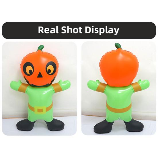 Halloween Inflatable Pumpkin Decoration Spooky Giant Blow Up Figure with Pumpkin Head for Lawn Yard Party Garden Outdoor Decoration