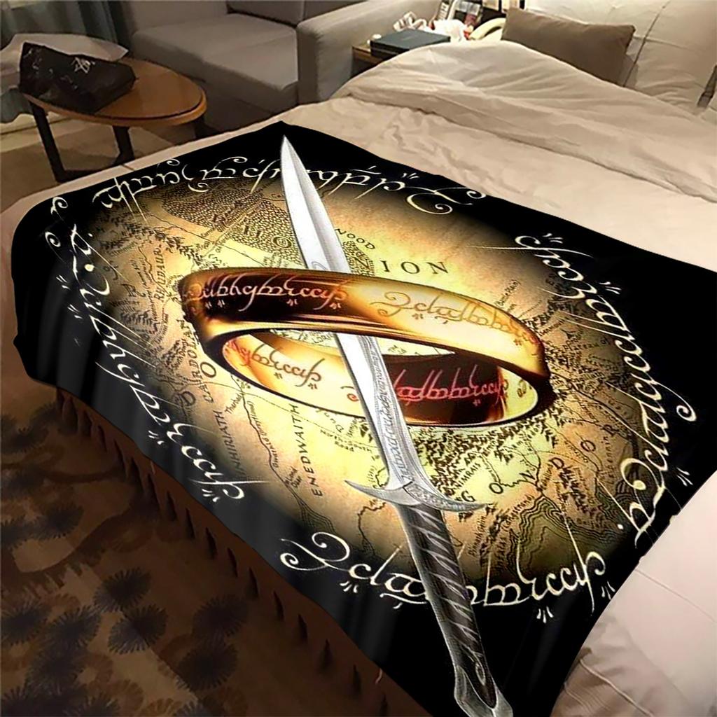 The Lord of the Rings Flannel Blanket Print, Warm Soft for Sofa Bed Chair, Perfect for Travel Picnic -HYQ27