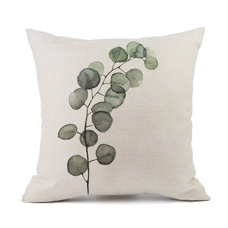 Watercolor Ink Painting Throw Pillow Cover 45X45Cm Minimalist Modern Tropical Plants Cushion Cover For Bed Couch Sofa Jaf094