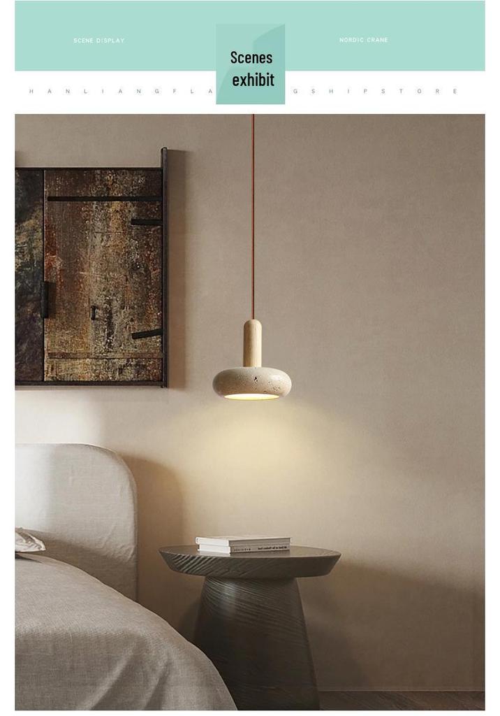 Stylish Yellow Travertine Wabi-Sabi Pendant Lights for Bedroom or Restaurant