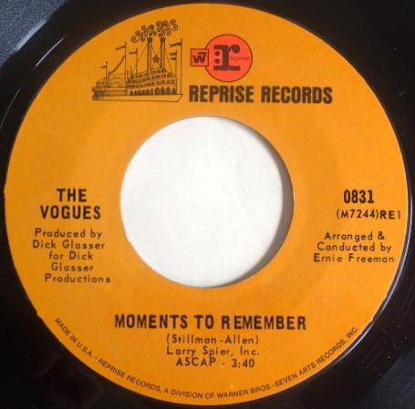 

7inch Record VOGUES - Moments To Remember / Once In A Whi 0831 Reprise Records 1969 US Pop Used