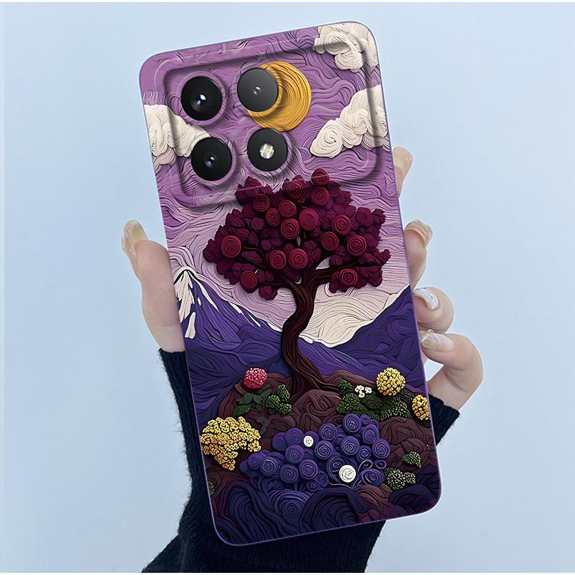 For Xiaomi Poco X6 Pro 5G Case Poco X6Pro Back Cover Fashion Simplicity Floral Soft Liquid Silicone Shell For PocoX6 Pro Fundas