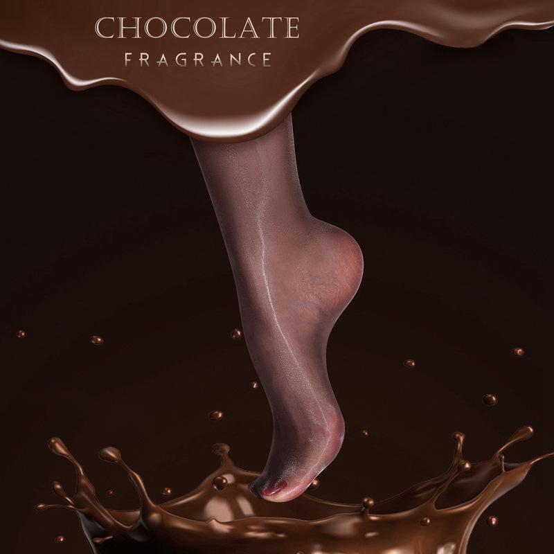 Aurora Mesh Seamless Waist Chocolate Fragrance Ultra-Thin Shiny Pantyhose
