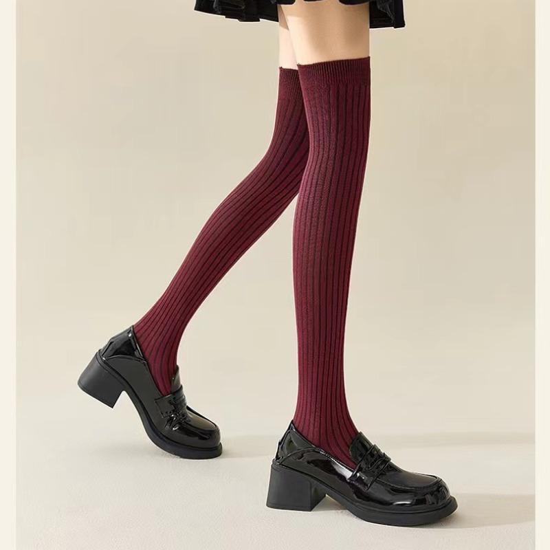 1 Pereche Ciorapi Dama de Înaltă Calitate Ciorapi Calduroși peste Genunchi Jambiere din Bumbac Moale Ciorapi Lungi cu Dungi Ciorapi Lungi până la Coapsă Ciorapi Lungi