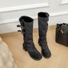 Two-wear Long and Short Boots 2025 Autumn and Winter New Removable Stacking Boots Thick High-heeled Thick-soled High Boots Retro Trouser Tube Boots