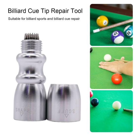 Snooker Pool Cue Tip Tool Hliníková slitina 3-v-1 Kulečník Pool Stick Tip Kovový Scuffer Shaper Provzdušňovač Nástroj na opravu Pool Cue Příslušenství