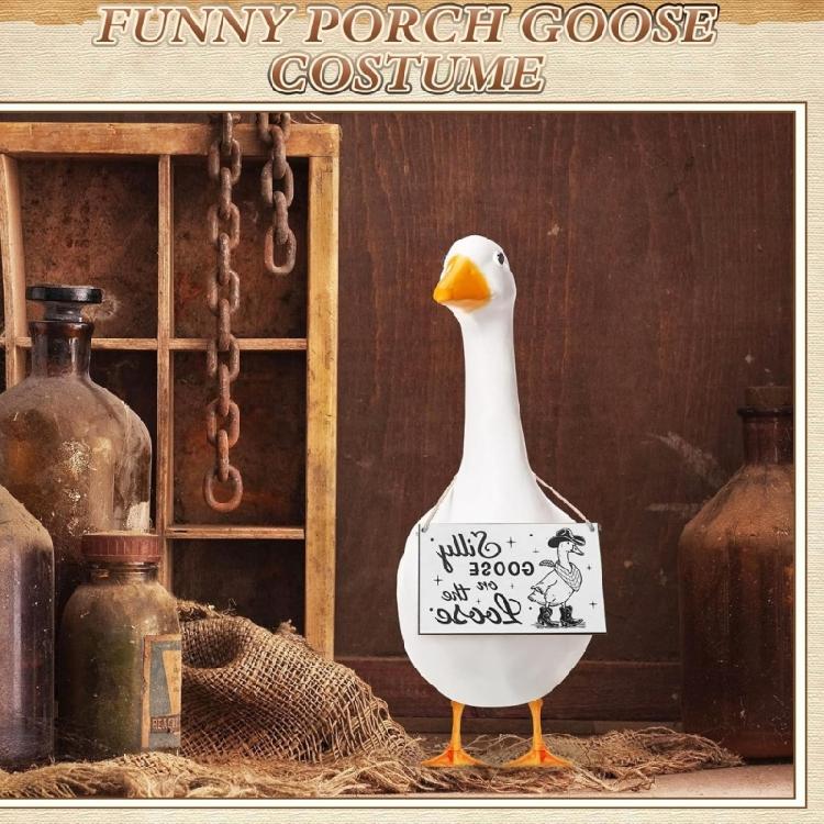 Artistic Garden Security Sign Porch Gooses Outfits Sign Decorations Suitable for Fences, Gardens, Lawns