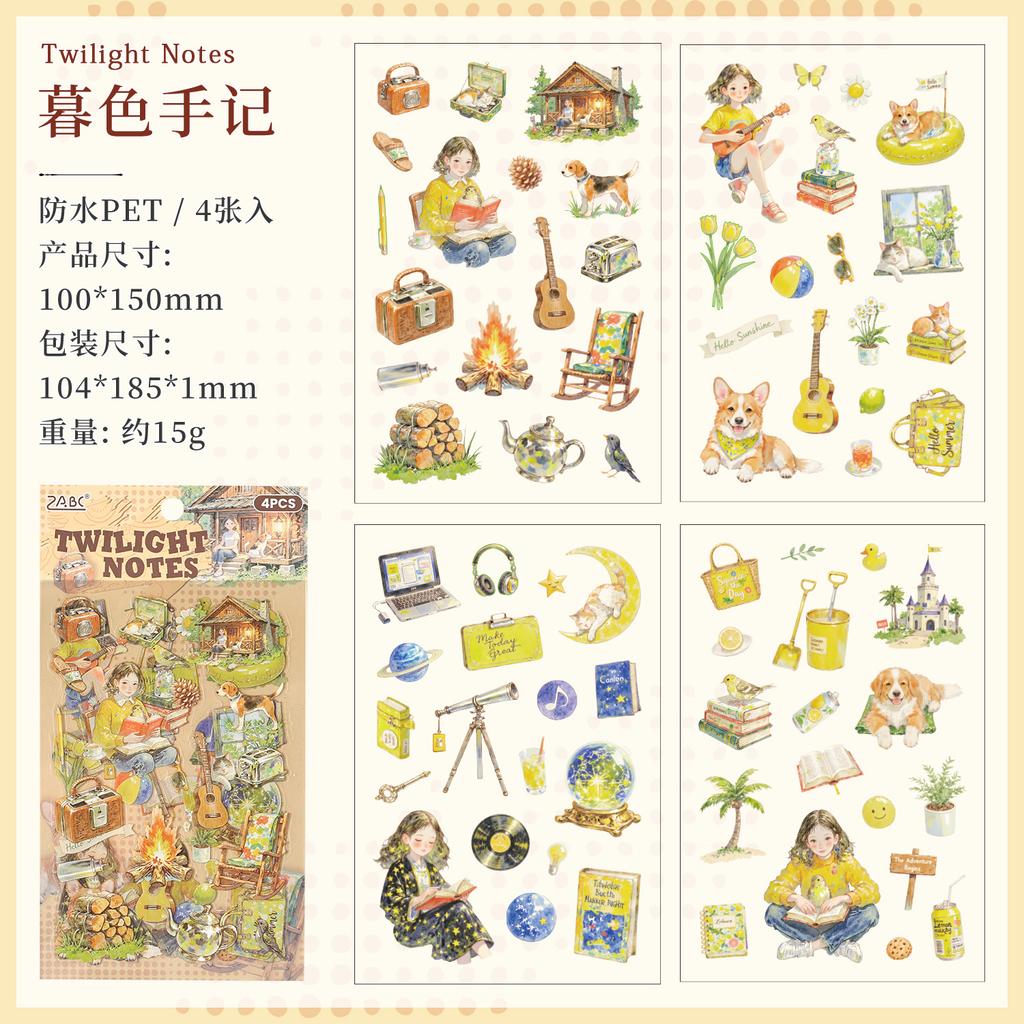 4/24sheets Kawaii Little Girl's Daily Life PET Die Cut Stickers DIY Diary Phone Case Aesthetics Stationery Stickers