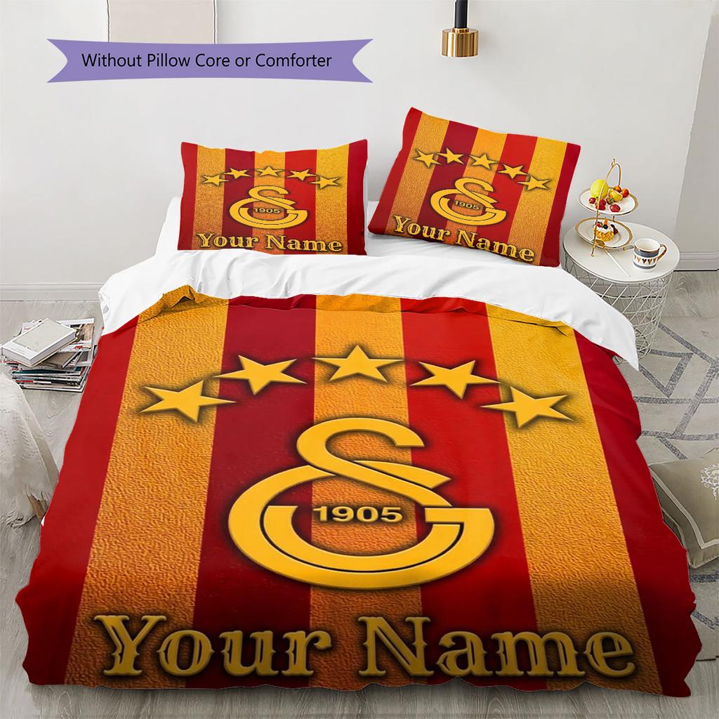Galatasaray S Custom Name Pattern Bedding,Quilt Set Quilt Cover Pillowcase Home Birthday Gift(1 * duvet cover + 2 * pillowcase, without core)