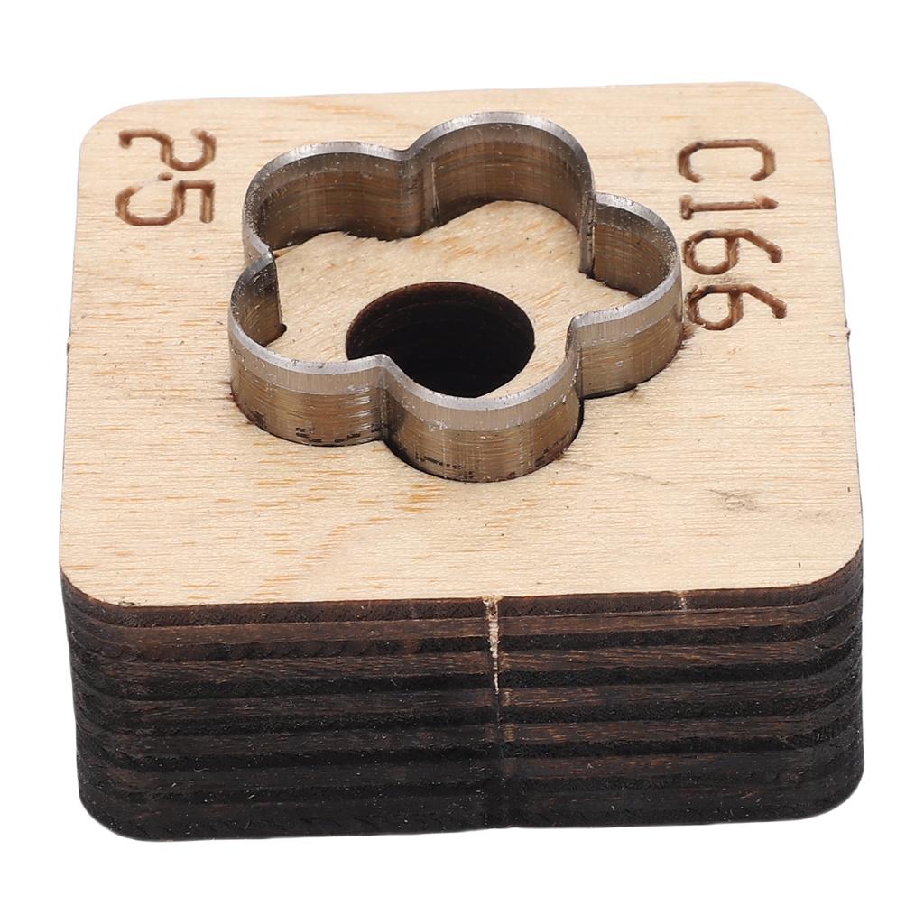 Leather Cutting Die with Wood Base Flower Shape Punching Mold for Keyring Making Crafting Projects