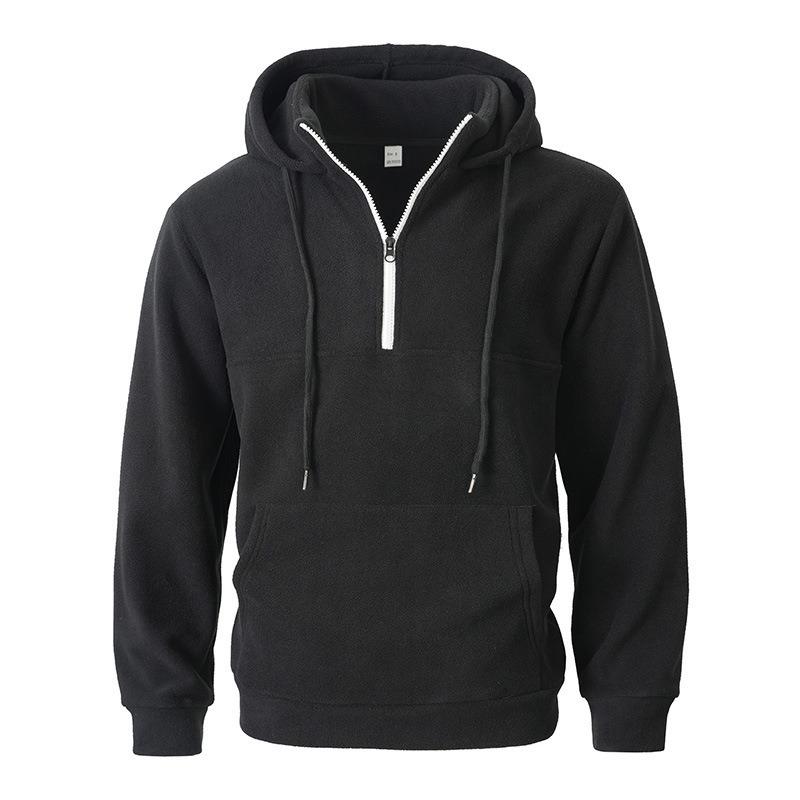 Men's Thickened Half Zip Hoodie, Stand Collar Long Sleeve Casual Sweatshirt for Autumn Winter