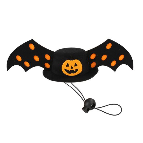 Pet Party Costume Accessory Halloween Bat Hat, Red Horn Pumpkin Cat Funny Hat Wings Felt for Cats Small And Medium Dogs Soft