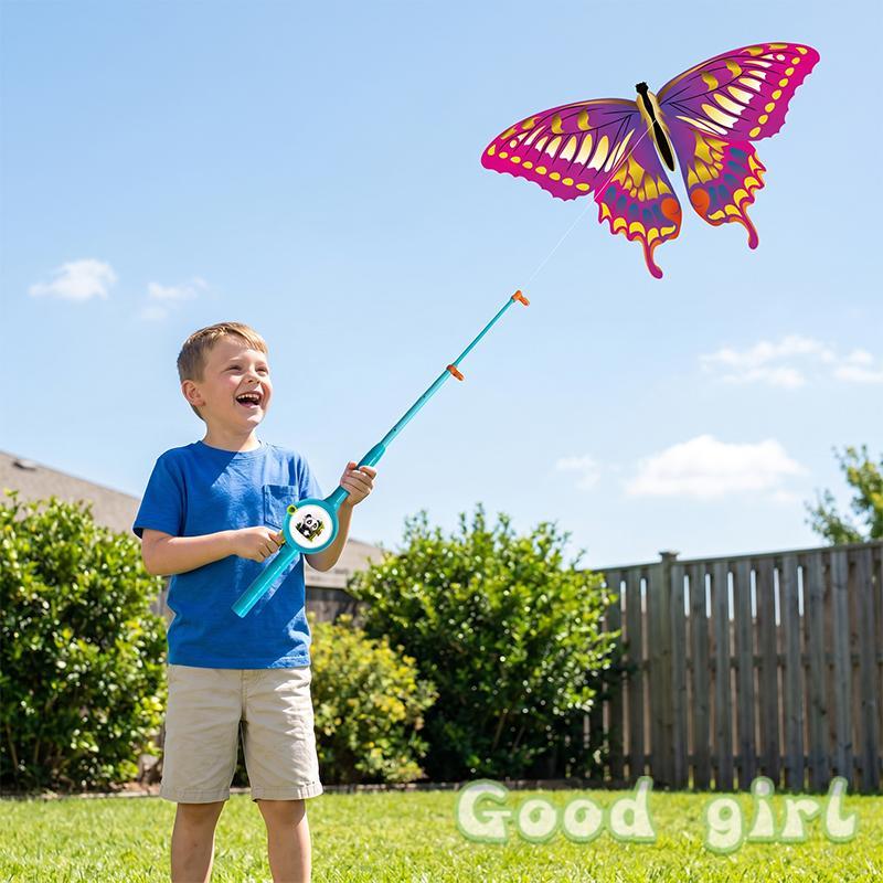 Sale Children Kite Toy Eagle Foldable Mini Plastic Toys Kite Hand Brake Fishing Rod Butterflies For Kids Outdoor Toy For Fun
