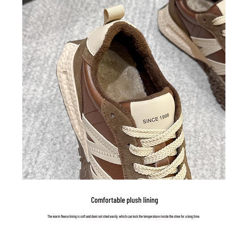 Dexun Women's Genuine Leather Velvet Running Shoes - 2024 Winter Collection: Lightweight, Versatile, Casual Sports Sneakers.