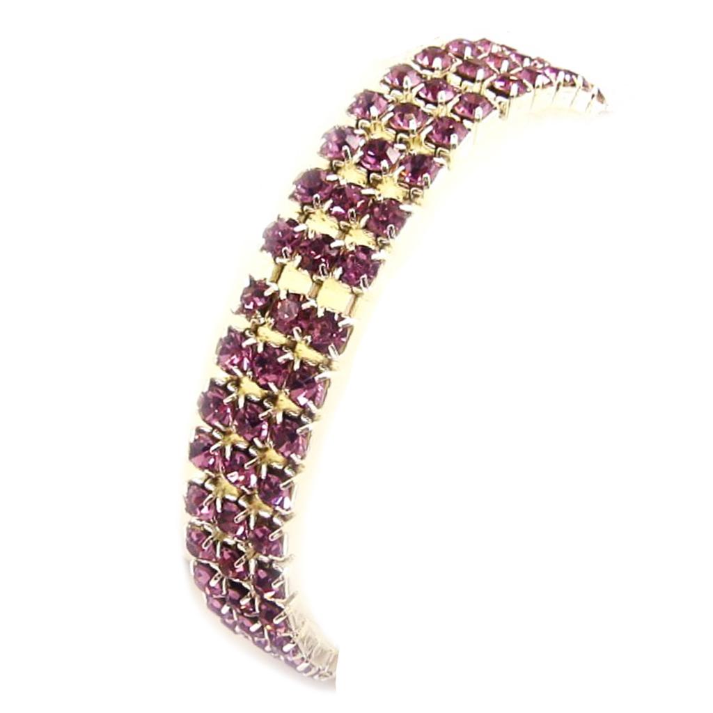 Les Trésors De Lily [R8206] - Purple 'Sissi' Elastic Rhinestone Bracelet - 10 Mm