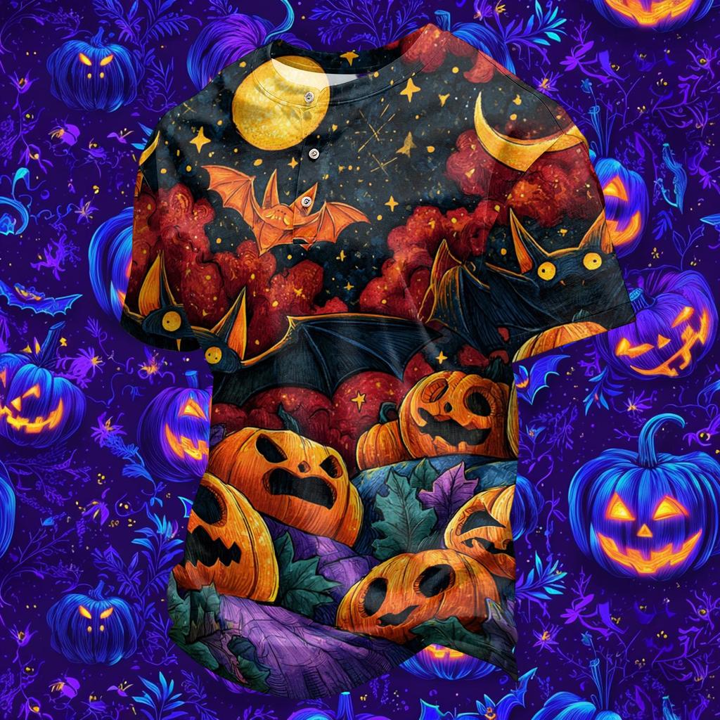 Men's Quick Dry Round Neck Short Sleeve T-Shirt with Halloween Print for Workout and Running