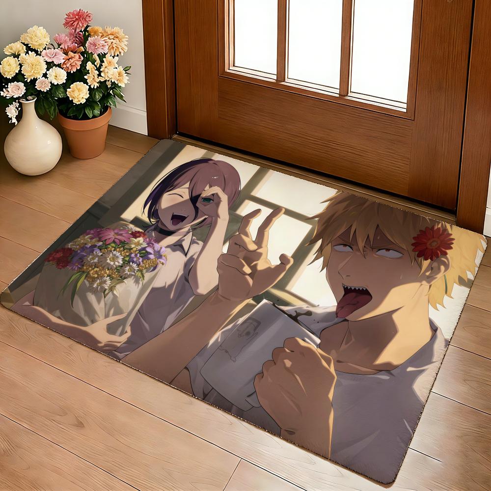 C-Chainsaw Man Fußmatte Gemütliche Flanell Weiche Dicke Rutschfeste Matte für Wohnzimmer Schlafzimmer Küche Dekor Teppiche