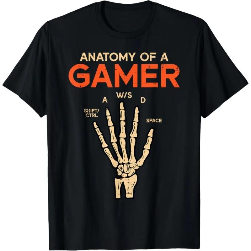 Anatomy of A Gamer Skeleton Hand Funny Unisex Boys Teens TShirt Unisex Printed Tshirt Tops Vintage Classic Fashion Oneck