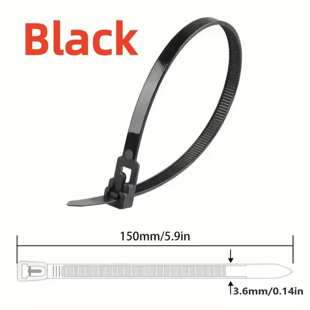 5/1000Pcs Reusable Cable Ties Cable Lock Loop Nylon Ties Removable Minimalist Recyclable Mixed Colours Black White Cable Ties