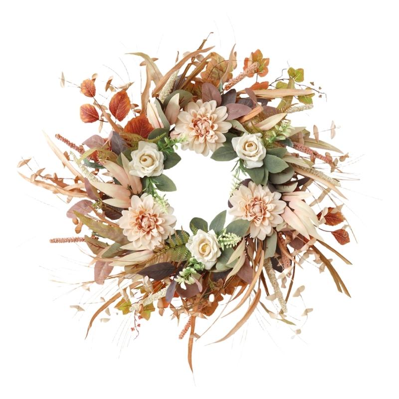 

Eye Catching Wreathes with Silk Flower Elegant Wreathes Spring Garlands Decoration for Entryway or Living Room 1
