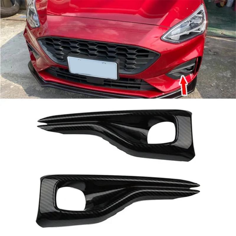Car Styling Fog Light Cover Fog Lamp Eyebrow Trim Strips for Ford Focus MK4 2019+,Carbon Fiber Pattern