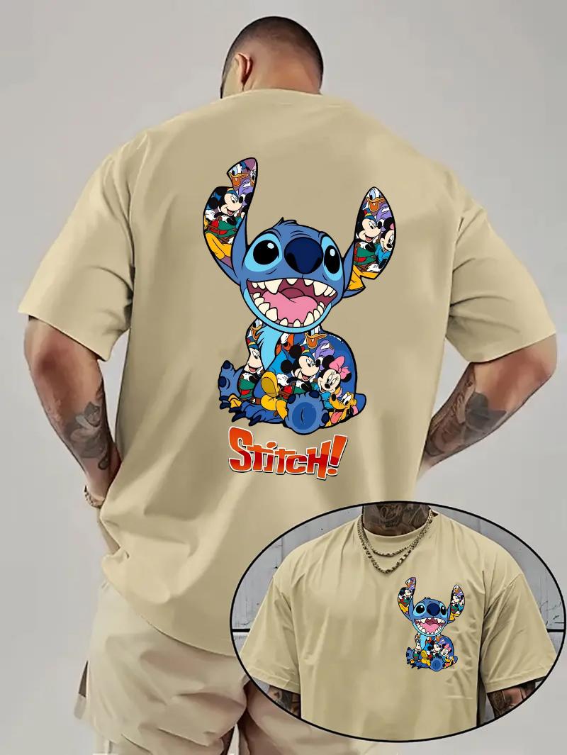 

Летние футболки Disney с мультяшным принтом из чистого хлопка, модные, свободные и повседневные, с коротким рукавом, для мужчин и женщин S