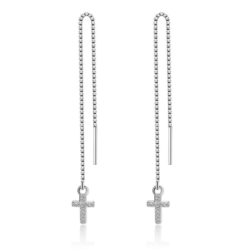 

Korean Temperament Long Cross Earrings for Women