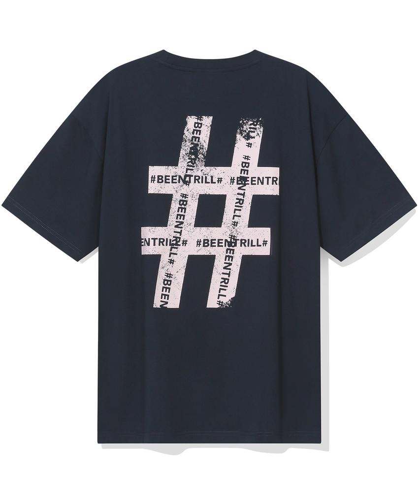BEENTRILL Vintage Hashtag Oversized Short Sleeve T-Shirt (Charcoal)