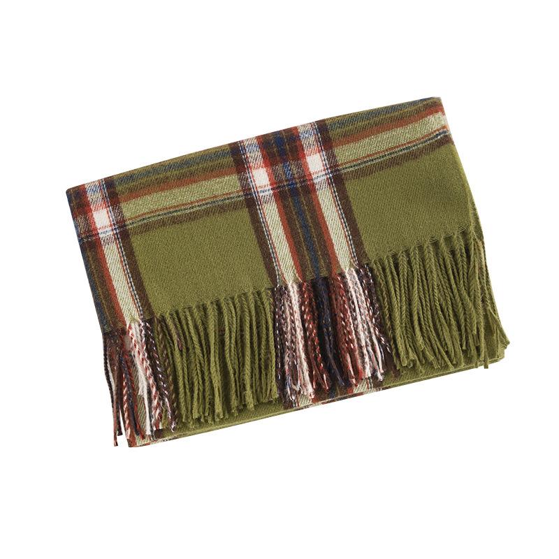 Elegant Business Plaid Scarf for Women Fashionable Commuter Imitation Cashmere Scarf Simple and Versatile Shawl Neck Protector and Scarf