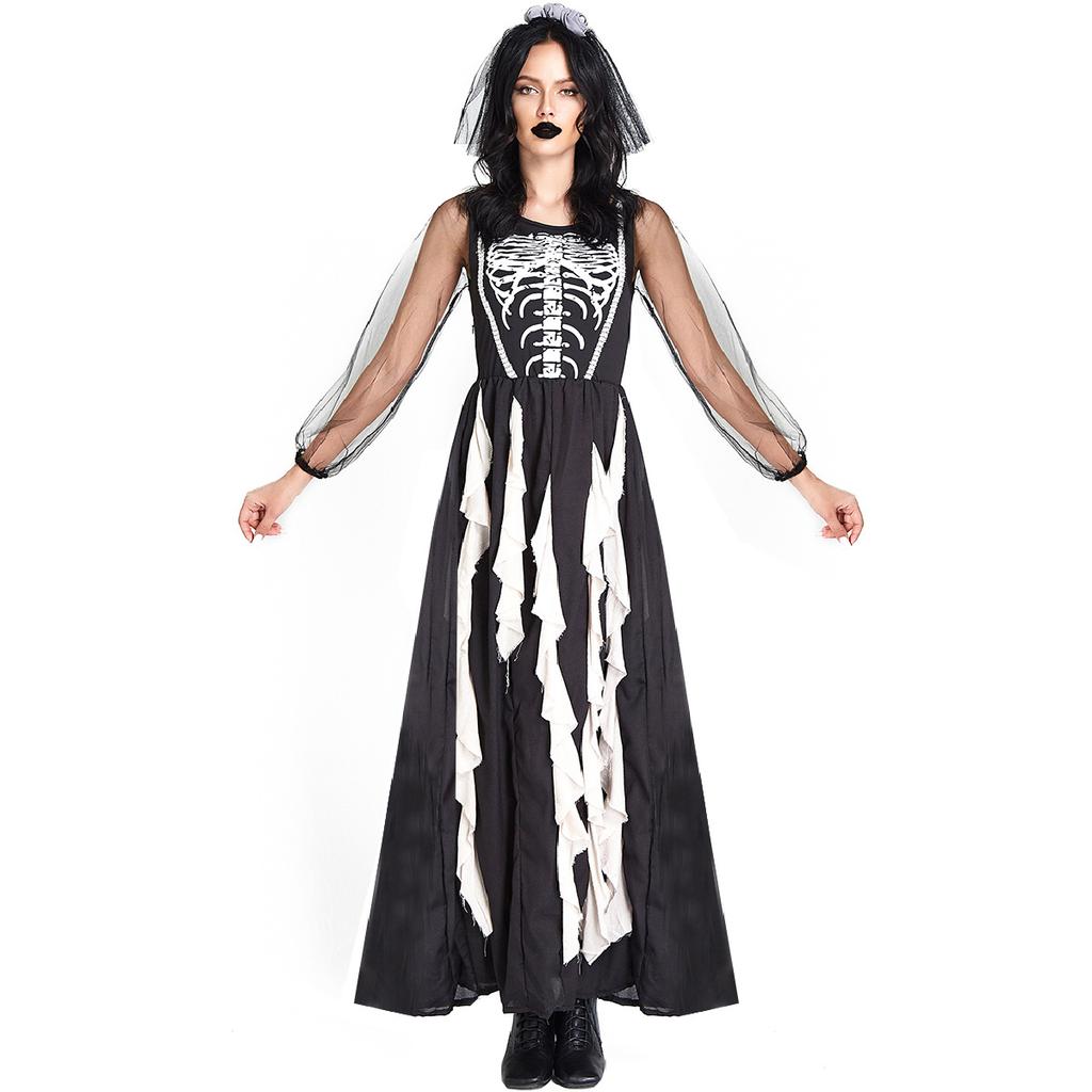 Vampire Demon Skeleton Ghost Bride Stage Costume Cospay Halloween Costume, Play Female Ghost Costume