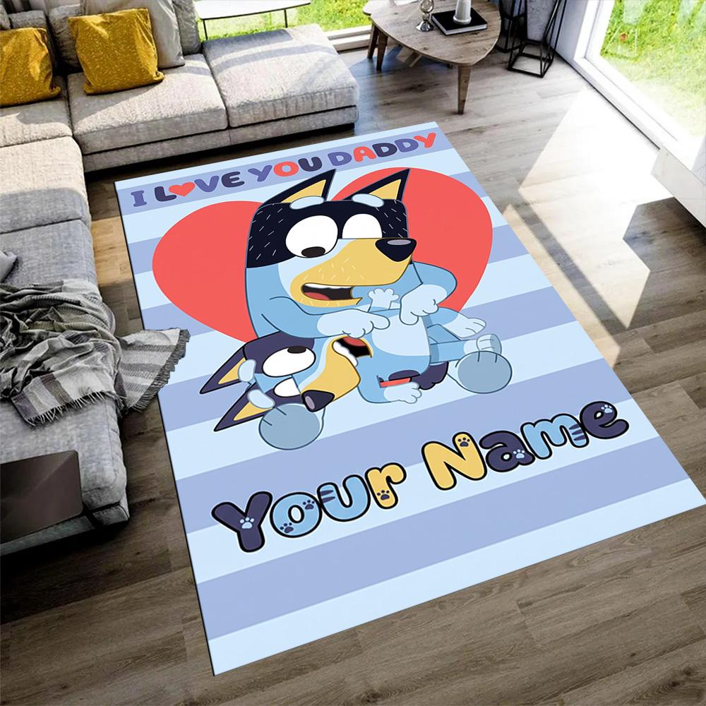 Bluey Personalized Text Carpet Perfect for Dormitory Outdoor Living Rooms Game Room Anti-slip Rug Office Home Decor