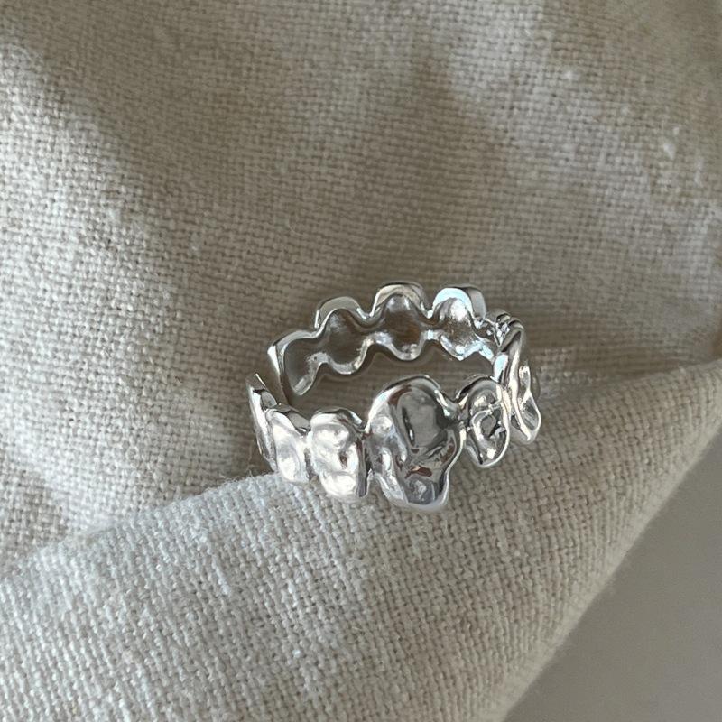 Women s Geometric Irregular Double Layer Adjustable Hip Hop Stacking Ring Open Adjustable