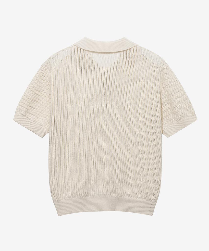 MINDBRIDGE [Couture] Crochet Collar Semi-Oversized Short Sleeve Knit - 2 Colors