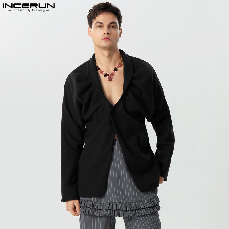 

INCERUN Мужской пышный блейзер с длинными рукавами и одной пуговицей, пальто
